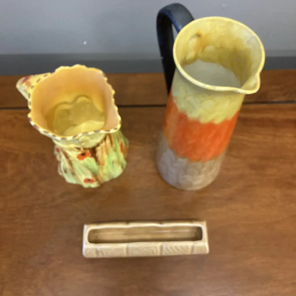 Vintage 1930s Burleigh Ware Rabbit Jug, 14cm, SylvaC 1965 Log Vase (AF), Art Deco Empire Ivory Ware Jug Vase, 23.5cm Image 1++